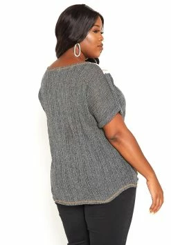 Asoph Plus Size Color Block Light Summer Knit Top -Asoph Sales Shop 2014979 108 2