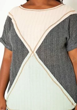 Asoph Plus Size Color Block Light Summer Knit Top -Asoph Sales Shop 2014979 108 3