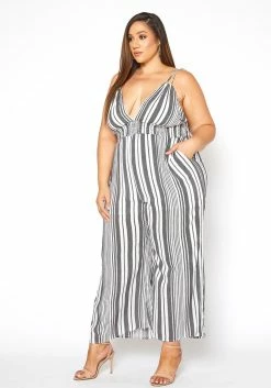 Asoph Plus Size Multi Striped Flare Leg Cami Jumpsuit -Asoph Sales Shop 2015074 001 1