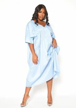 Asoph Plus Size V-Neck Ruched Oversized Midi Dress -Asoph Sales Shop 2015429 167 1