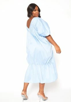 Asoph Plus Size V-Neck Ruched Oversized Midi Dress -Asoph Sales Shop 2015429 167 3