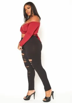 Asoph Plus Size Slit Hem Leggings -Asoph Sales Shop 2015754 001 2