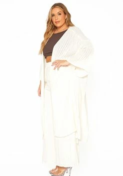 ENCREME Plus Size Shimmer Hinted Wide Sleeve Cardigan 7 ENCREME Plus Size Shimmer Hinted Wide Sleeve Cardigan -Asoph Sales Shop 2015802 002 2