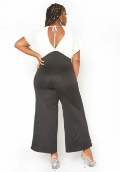 Asoph Plus Size Ribbed Knit Contrast Angel Sleeve Jumpsuit -Asoph Sales Shop 2016036 135 3