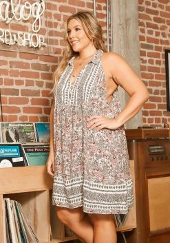 Asoph Plus Size Antique Floral Print Collar Tank Dress -Asoph Sales Shop 2016053 128 2