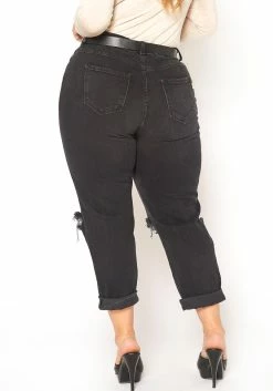 Vibrant Plus Size Ripped Knee High Rise Mom Jean -Asoph Sales Shop 2016130 001 4