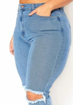 Vibrant Plus Size Ripped Knee High Rise Mom Jean -Asoph Sales Shop 2016130 938 5