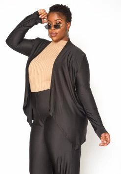 Asoph Plus Size Open Front Cardigan & Straight Pants Set -Asoph Sales Shop 2016345 001 2