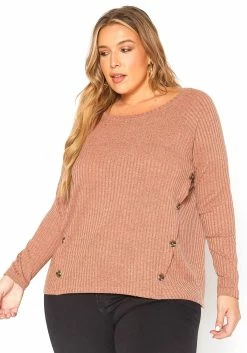 Asoph Plus Size Ribbed Knit Button Front Sweater -Asoph Sales Shop 2016423 138 0