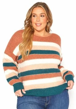 Asoph Plus Size Fuzzy Multi Stripe Sweater -Asoph Sales Shop 2016426 190 1