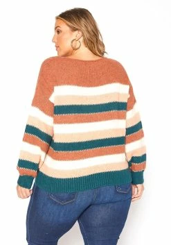Asoph Plus Size Fuzzy Multi Stripe Sweater -Asoph Sales Shop 2016426 190 3