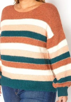 Asoph Plus Size Fuzzy Multi Stripe Sweater -Asoph Sales Shop 2016426 190 4