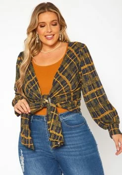 Plus Size Tie Dye Tassle Knot Cardigan