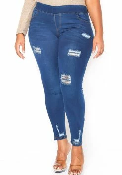 Asoph Plus Size Minimal Distressed Blue Wash Jeggings -Asoph Sales Shop 2016492 379 0