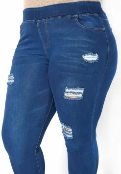 Asoph Plus Size Minimal Distressed Blue Wash Jeggings -Asoph Sales Shop 2016492 379 5