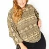 Asoph Plus Size Aztec Print Dolman Sleeve Hooded Sweater