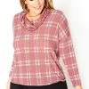 Asoph Plus Size Plaid Funnel Neck Sweater