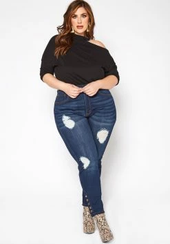 Vibrant Plus Size Button Detailed Denim Skinny Jean -Asoph Sales Shop 2016798 939 1