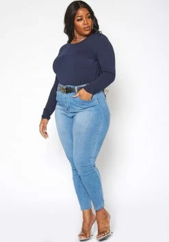 Vibrant Plus Size Favorite High Waisted Skinny Denim Jean