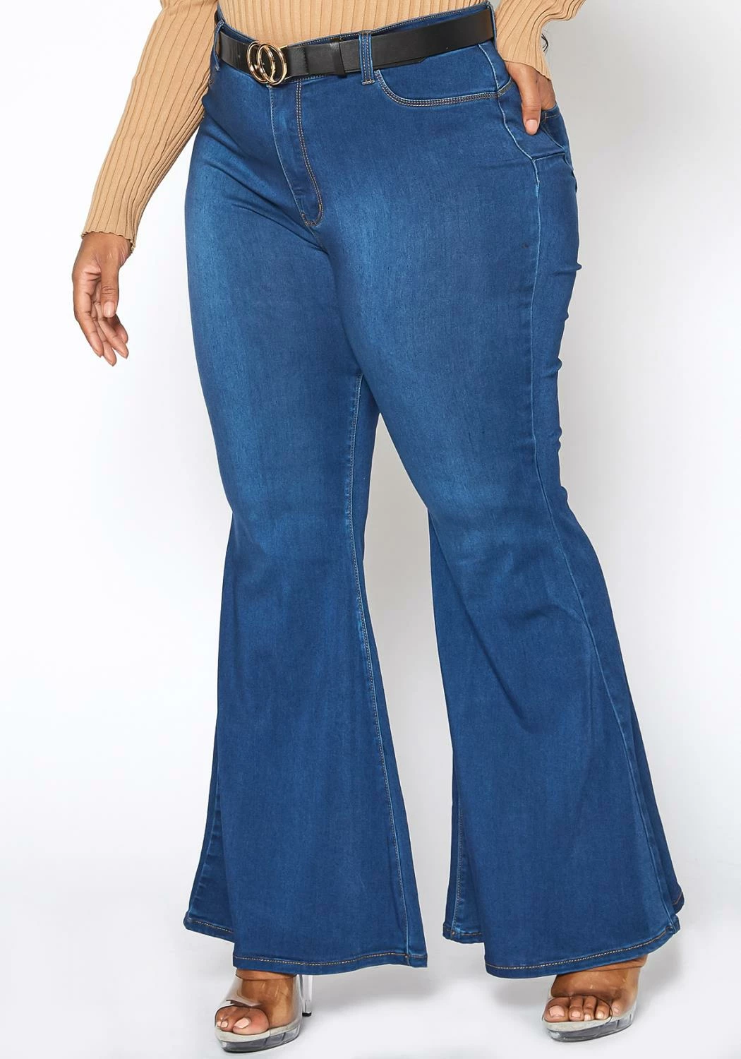 Vibrant Plus Size Bum Loving Bell Bottom Denim Jean 2 Vibrant Plus Size Bum Loving Bell Bottom Denim Jean - Image 2