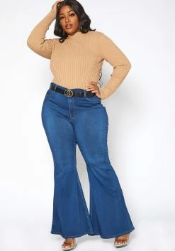 Vibrant Plus Size Bum Loving Bell Bottom Denim Jean