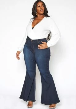 Vibrant Plus Size Bum Loving Bell Bottom Denim Jean