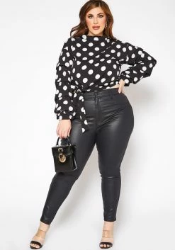 Vibrant Plus Size Girls Night Out PU Leather Skinny Jeans