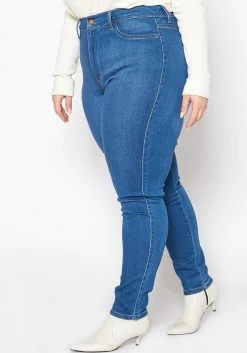 Vibrant Plus Size High Waisted Blue Wash Skinny Denim Jean -Asoph Sales Shop 2016803 938 2
