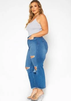 Vibrant Plus Size Distressed Vintage Denim Mom Jean 8 Vibrant Plus Size Distressed Vintage Denim Mom Jean -Asoph Sales Shop 2016804 938 4