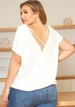 Asoph Plus Size Cross Lace Open Back Design Shirt -Asoph Sales Shop 2016924 952 3