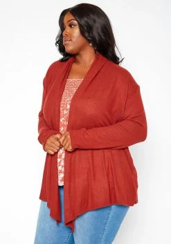 Asoph Plus Size Soft Knit Open Front Waterfall Drape Cardigan -Asoph Sales Shop 2016936 120 2