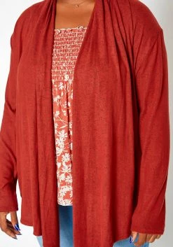 Asoph Plus Size Soft Knit Open Front Waterfall Drape Cardigan -Asoph Sales Shop 2016936 120 4