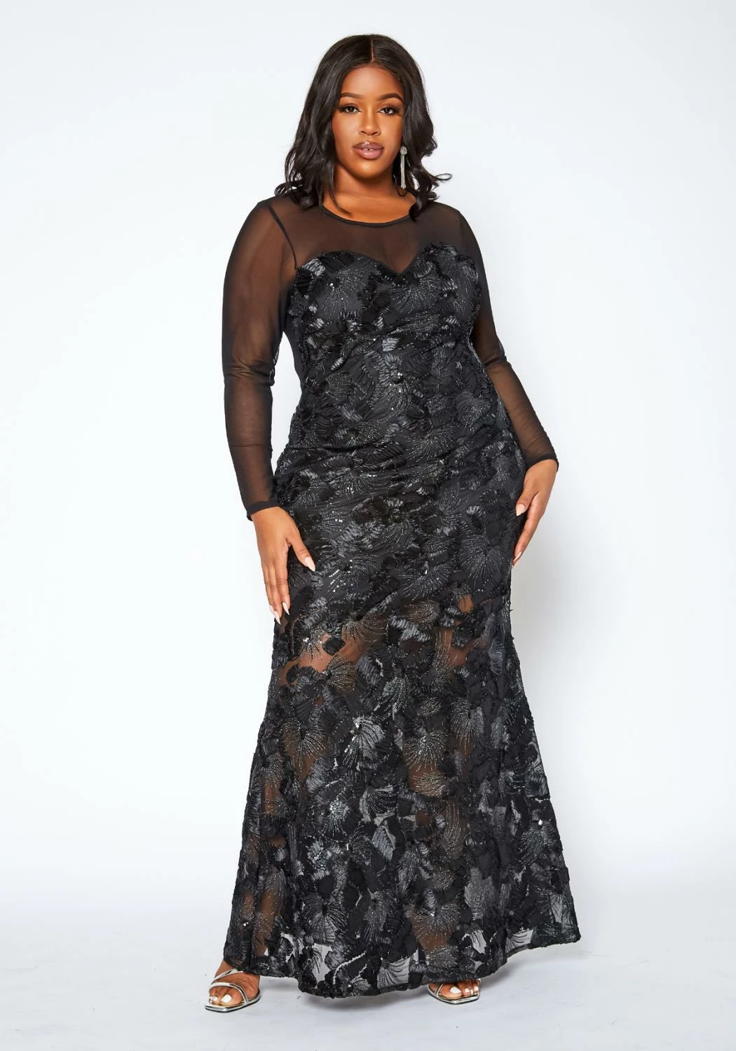 Asoph Plus Size Elegant Patterned Lace Mermaid Hem Gown 1 Asoph Plus Size Elegant Patterned Lace Mermaid Hem Gown