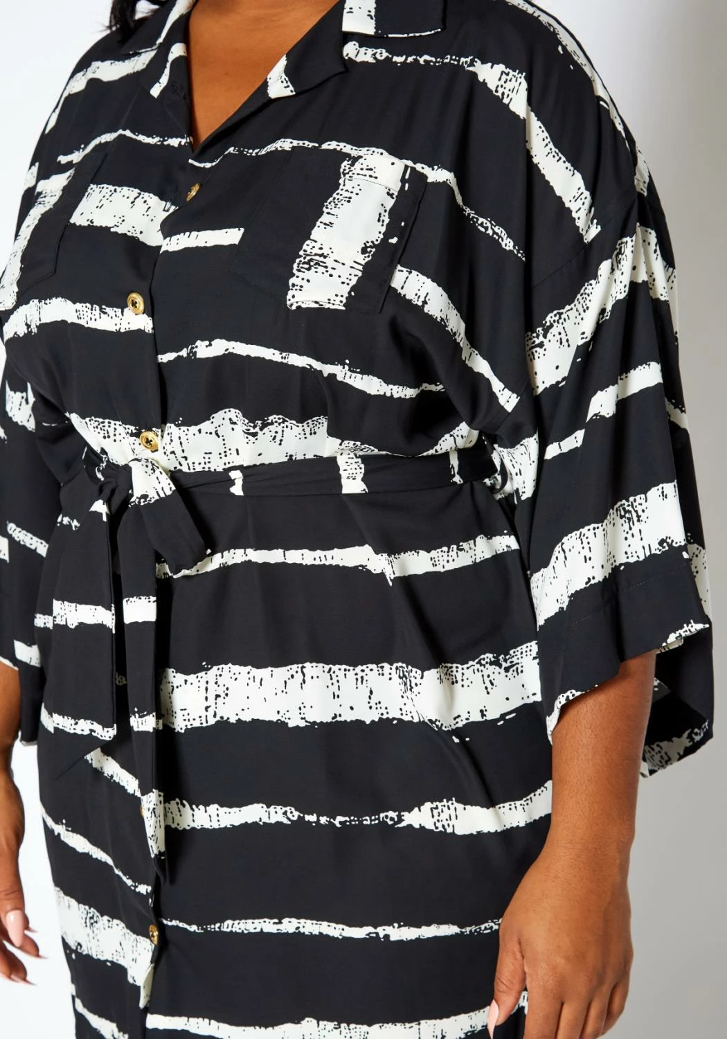 Asoph Plus Size Abstract Striped Button Front Mini Dress 6 Asoph Plus Size Abstract Striped Button Front Mini Dress - Image 6