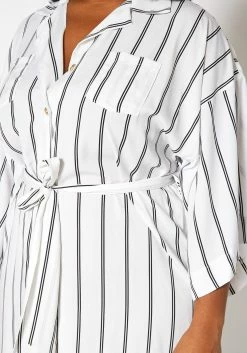 Asoph Plus Size Pin Striped Button Front Mini Dress -Asoph Sales Shop 2017009 002 4
