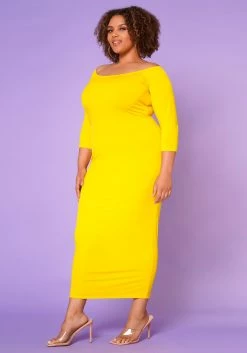Asoph Plus Size Sincere Off Shoulder Bodycon Maxi Dress -Asoph Sales Shop 2017010 001 3