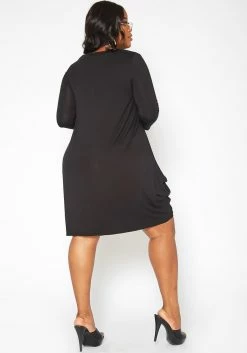 Asoph Plus Size Casual Long Sleeve Fit & Flare Mini Dress -Asoph Sales Shop 2017062 001 3