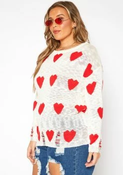 Asoph Plus Size Sweet Hearts Print Knit Sweater -Asoph Sales Shop 2017111 952 2