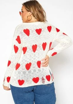 Asoph Plus Size Sweet Hearts Print Knit Sweater -Asoph Sales Shop 2017111 952 3