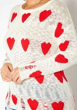 Asoph Plus Size Sweet Hearts Print Knit Sweater -Asoph Sales Shop 2017111 952 4