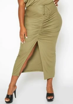Asoph Plus Size Centered Drawstring Hem Maxi Skirt -Asoph Sales Shop 2017176 103 2