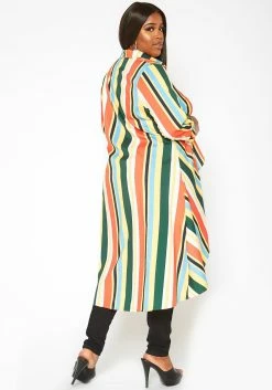 Asoph Plus Size Multi Color Striped High Low Collar Top -Asoph Sales Shop 2017211 128 3