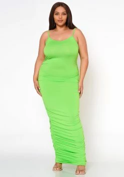 Asoph Plus Size Never Basic Ruched Bodycon Maxi Dress