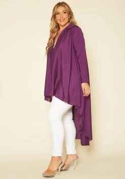 Plus Size Open Collar High To Low Chiffon Blouse -Asoph Sales Shop 2017276 145 2