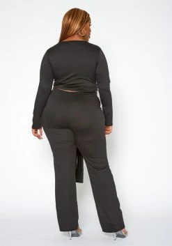 Asoph Plus Size Crop Sweater & Belted Flare Pants Set -Asoph Sales Shop 2017393 001 3