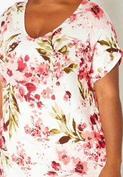 Asoph Plus Size Spring Floral Print Tee Shirt Maxi Dress -Asoph Sales Shop 2017418 952 4