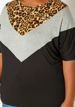 Asoph Plus Size Leopard Chevron Splice Tee Shirt -Asoph Sales Shop 2017431 106 0