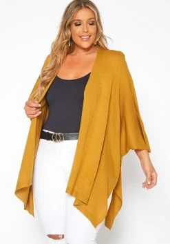 Asoph Plus Size Ribbed Knit Kimono Cardigan