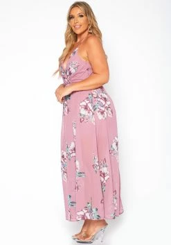 Asoph Plus Size Floral Print Cross Lace Back Maxi Dress -Asoph Sales Shop 2017559 186 2