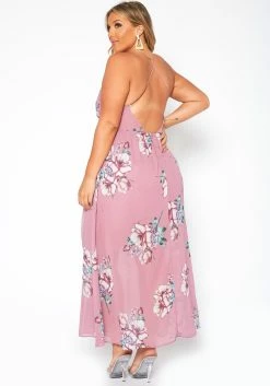Asoph Plus Size Floral Print Cross Lace Back Maxi Dress -Asoph Sales Shop 2017559 186 3
